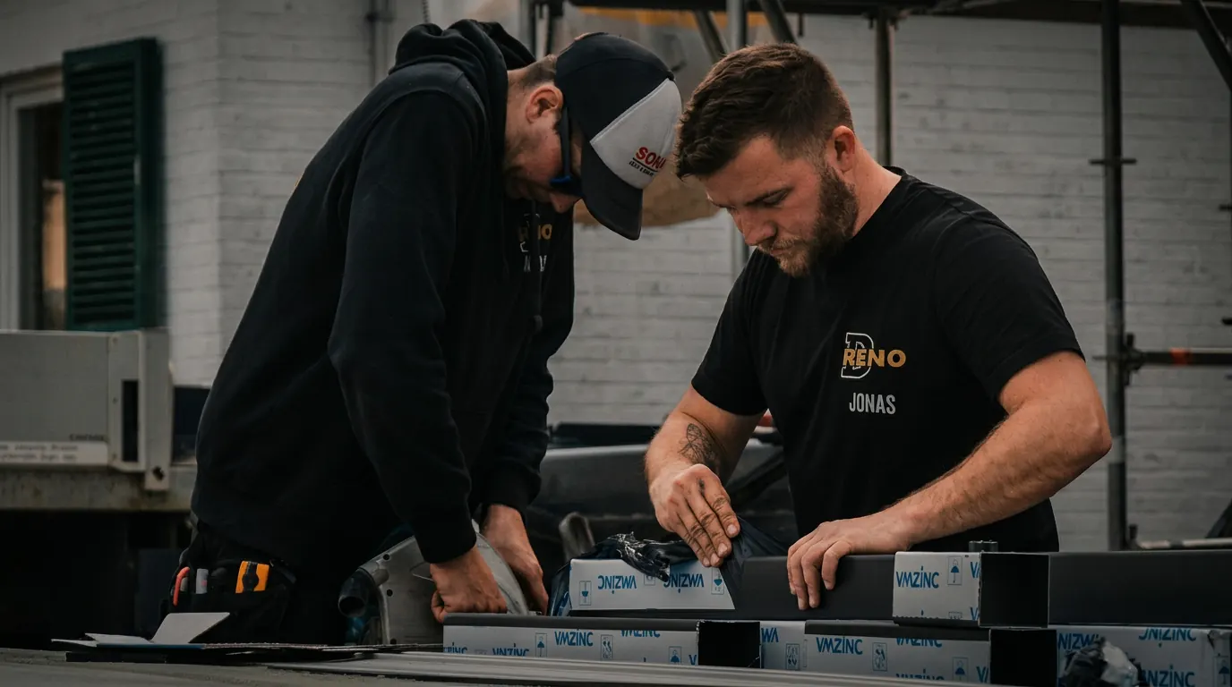 D-RENO vakmannen aan het werk met VMZINC materialen
