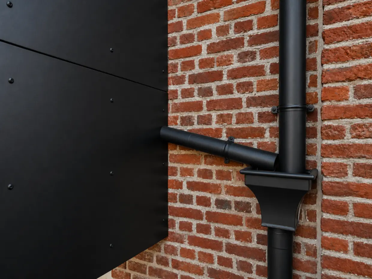 Aluminium dakrand en zinken aflopen, exacte detaillering op De Castel