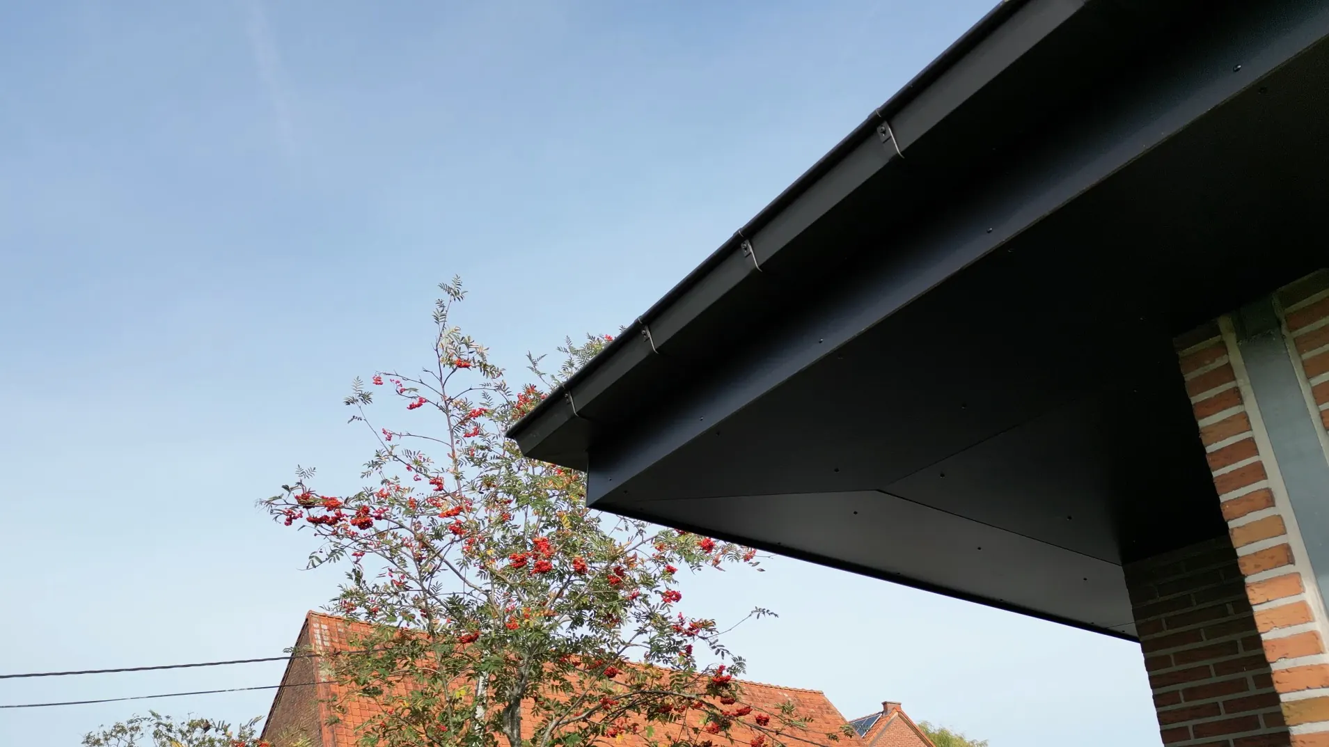 Detail van Sarking dakrenovatie in een groene oase