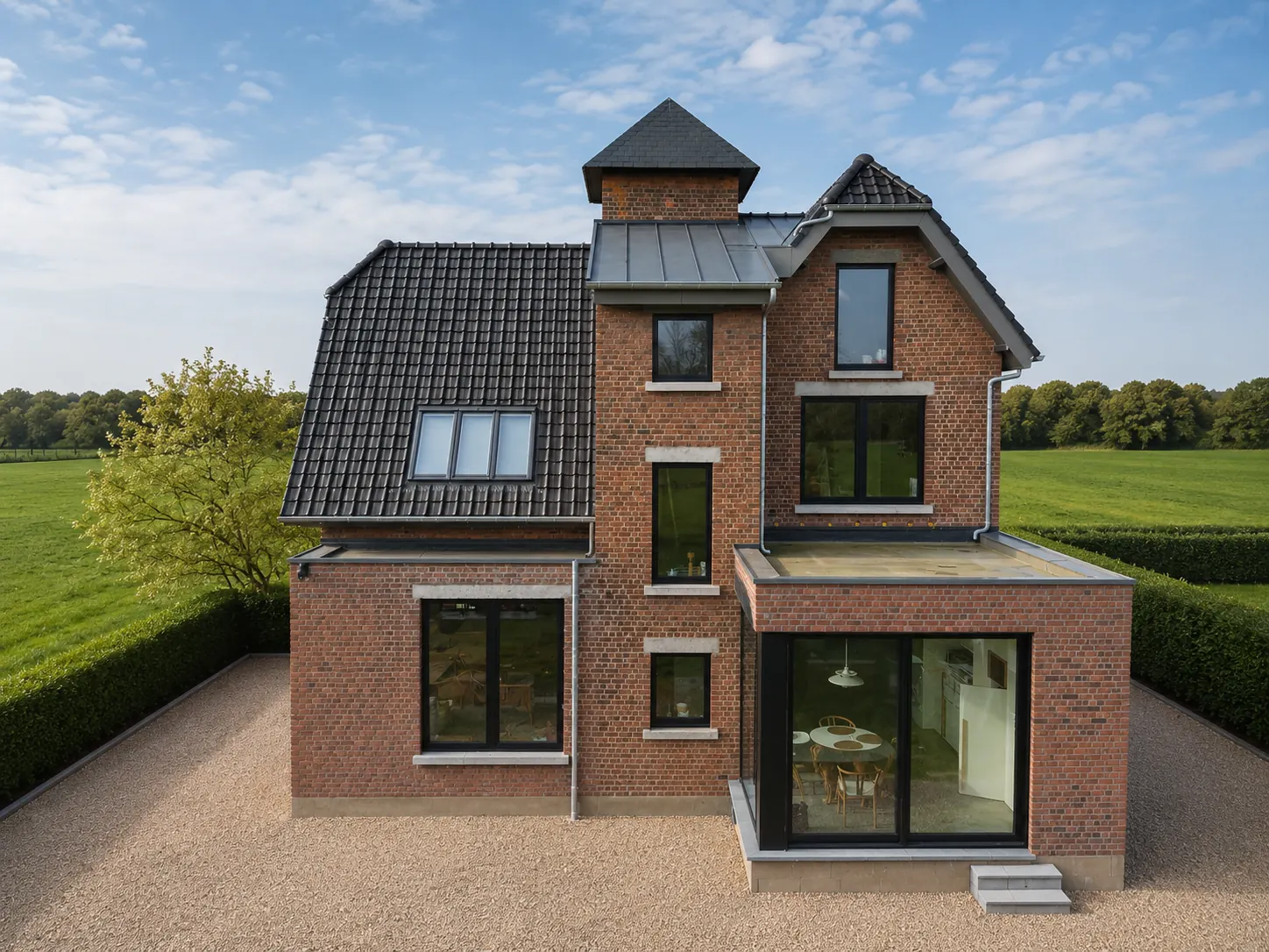 Architecturaal zicht op Totaalrenovatie met dakpannen, leien en zinkwerk